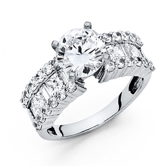 2.75-CT V-Prong Round & Princess-Cut Wedding Ring